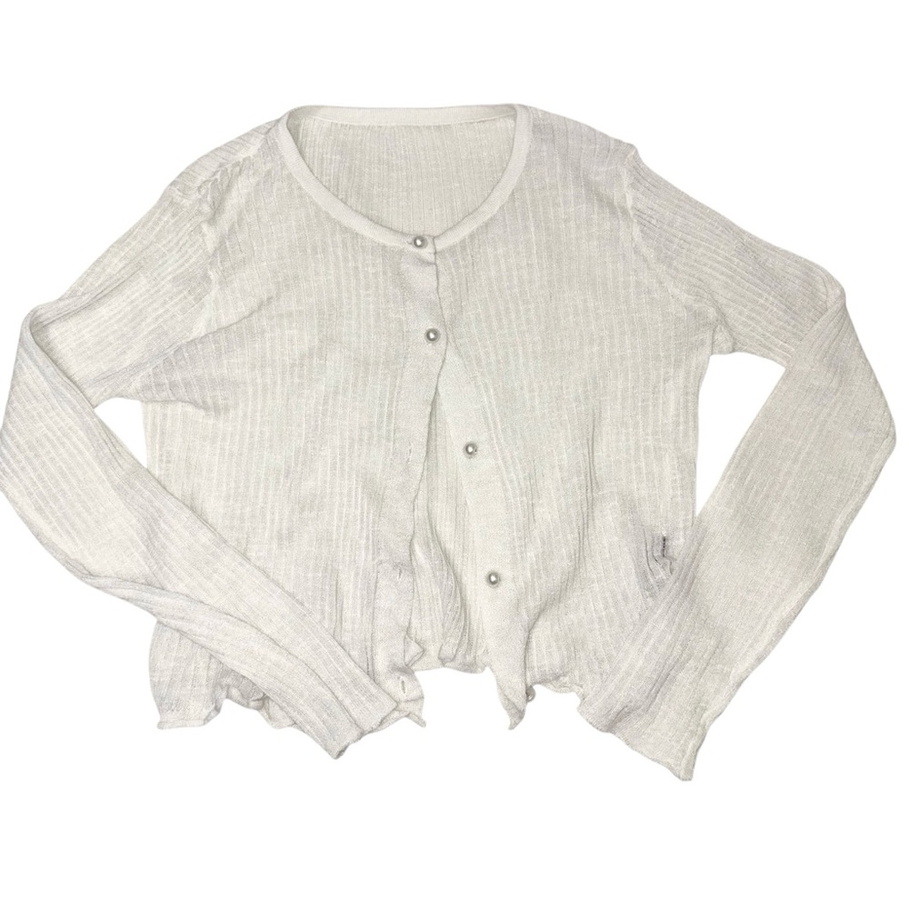 Women's White Cardigan Sweater
